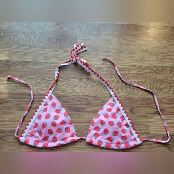 Shein Womens Strawberry Print Halter Triangle Bikini Swimsuit Set Size Large - Picture 6 of 9